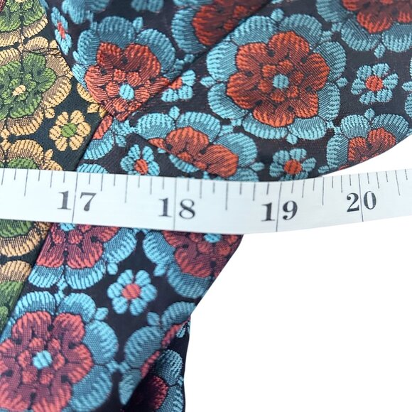 Saloni Maxima Brocade Jacket Turquoise Floral US 8 (No Belt) - Picture 11 of 15